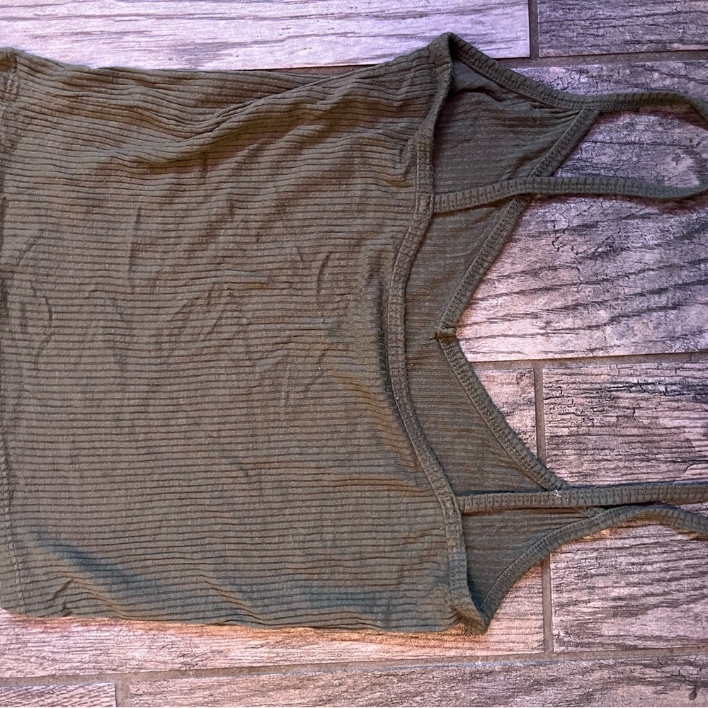 Olive Green Ribbed Women's Tank Top